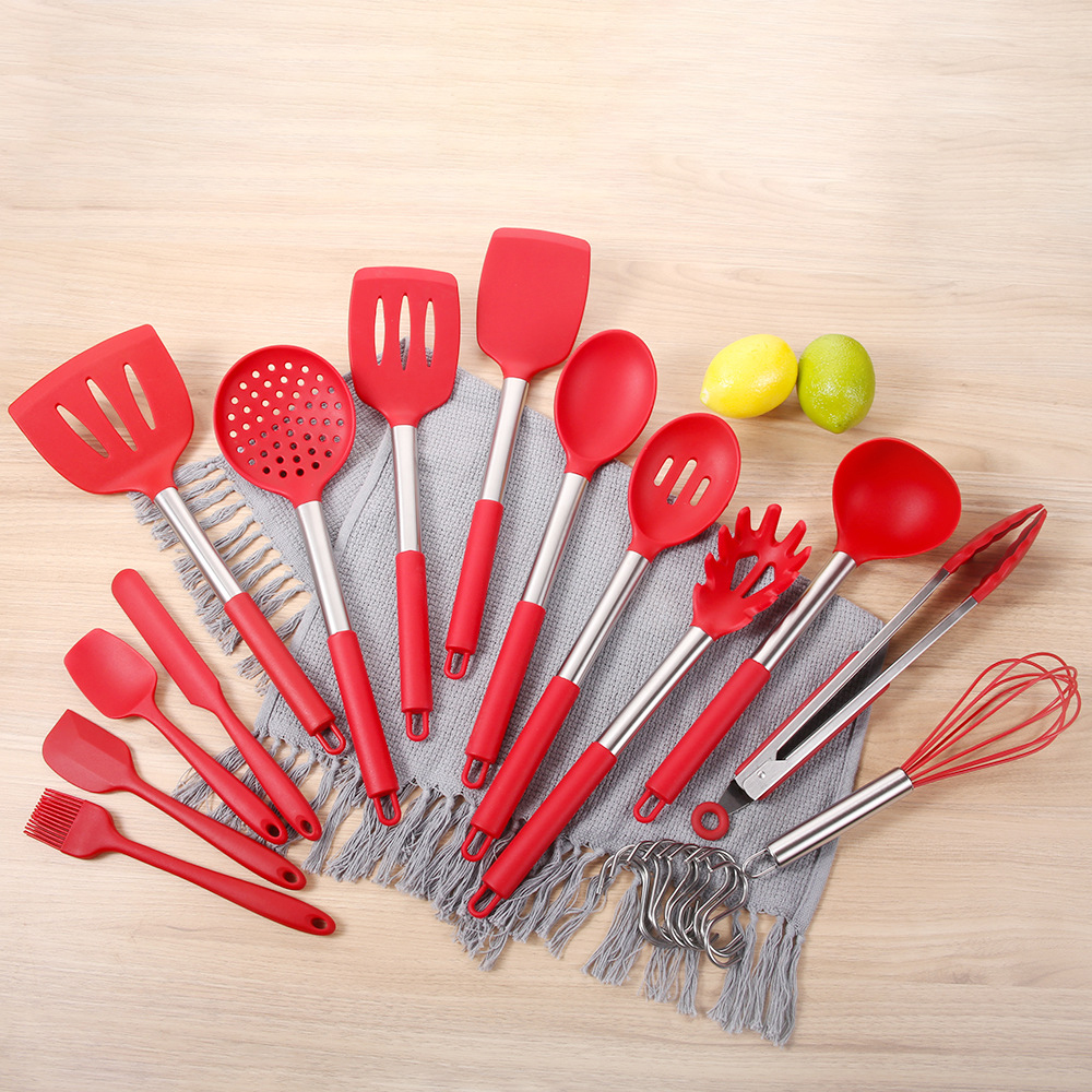 Silicone Cooking Utensil Set Cookware Kitchen Utensils Set With Stainless Steel Handle 25 Pcs Kitchen Gadgets Tools Set